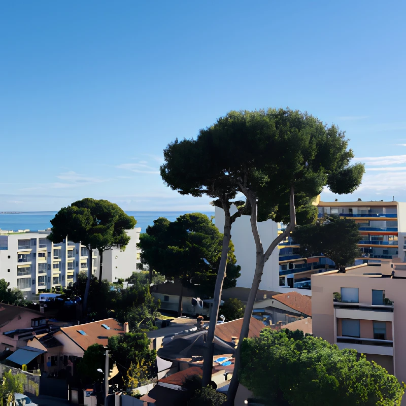 Pins parasols et résidences avec vue mer, au Val Fleuri